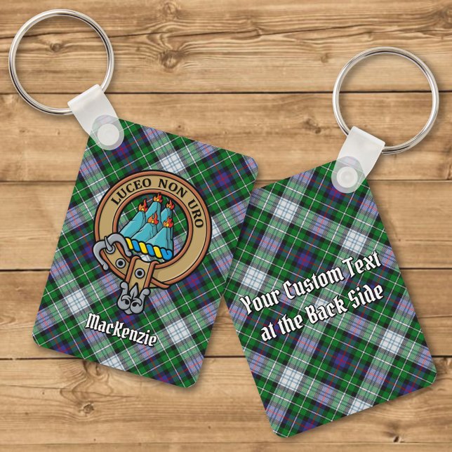 Clan MacKenzie Crest over Dress Tartan Chaveiro (Criador carregado)