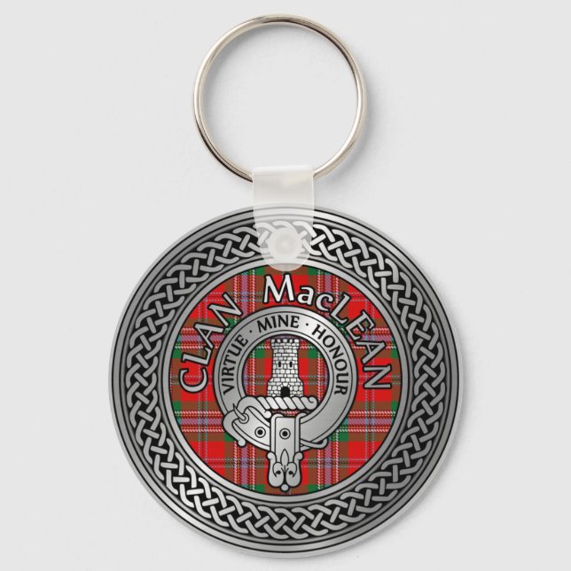Clan MacLean Crest & Tartan Knot Chaveiro (Frente)