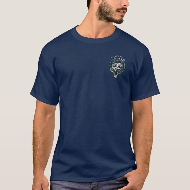 Clan MacLeod Crest & Hunting Tartan T-Shirt (Frente)