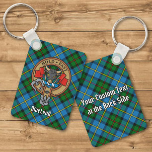 Clan MacLeod Crest sobre Tartan Chaveiro