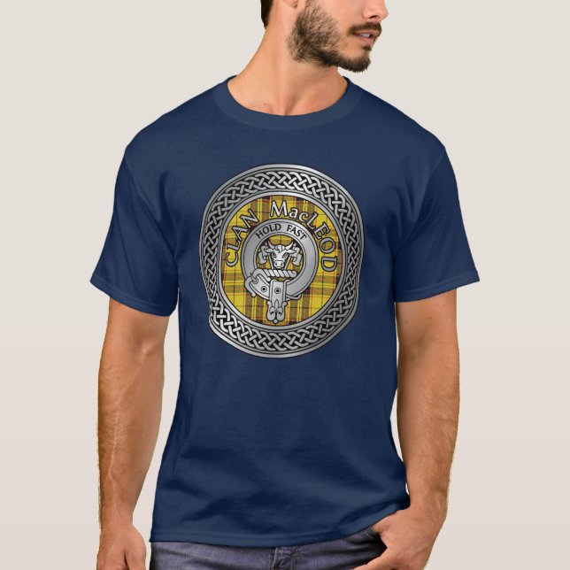 Clan MacLeod Crest & Tartan Knot T-Shirt (Frente)