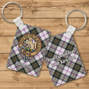 Clan MacPherson Crest over Dress Tartan Chaveiro