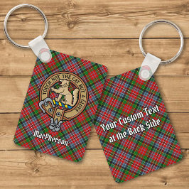 Clan MacPherson Crest sobre Tartan Chaveiro