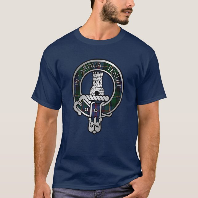Clan Malcolm Crest & Tartan T-Shirt (Frente)