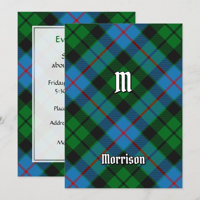 Clan Morrison Caçando Convite Tartan (Frente/Verso)
