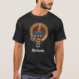 Clan Morrison Crest sobre Camisa Vermelha de Tarta