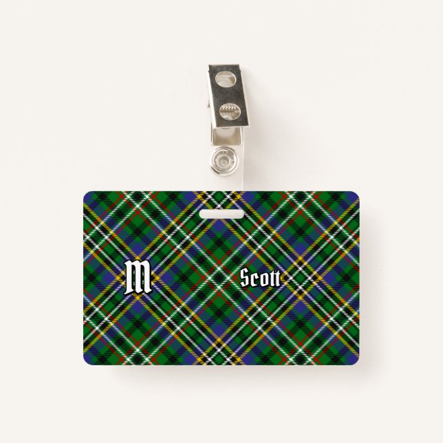 Clan Scott Green Tartan Crachá (Frente com Clipe)