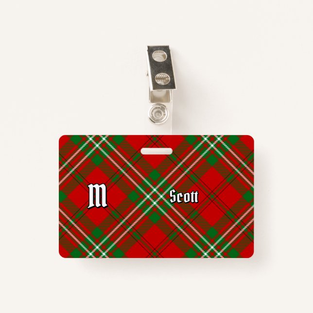Clan Scott Red Tartan Crachá (Frente com Clipe)