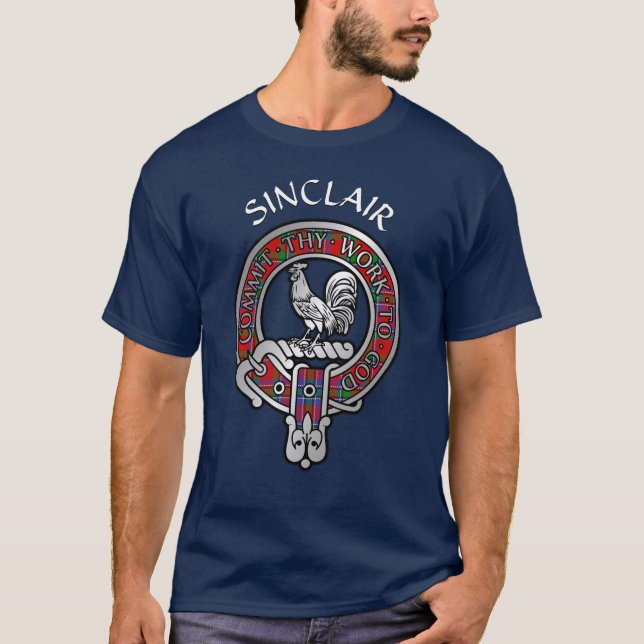 Clan Sinclair Crest & Tartan T-Shirt (Frente)
