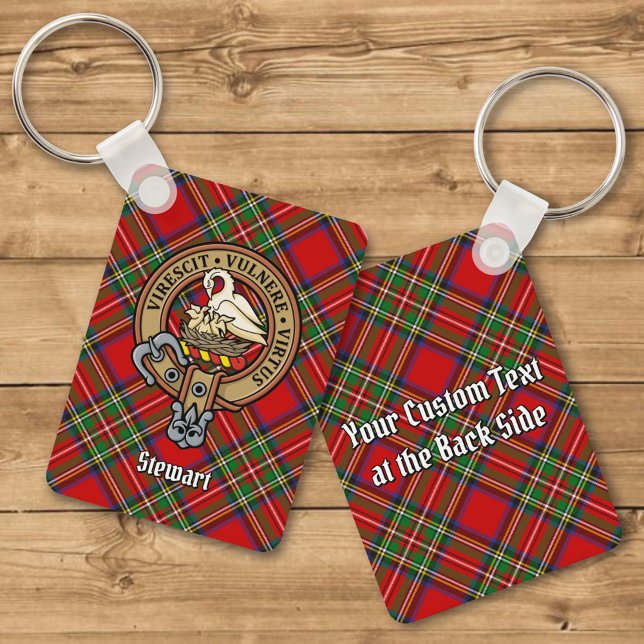 Clan Stewart Crest sobre Tartan Chaveiro (Criador carregado)