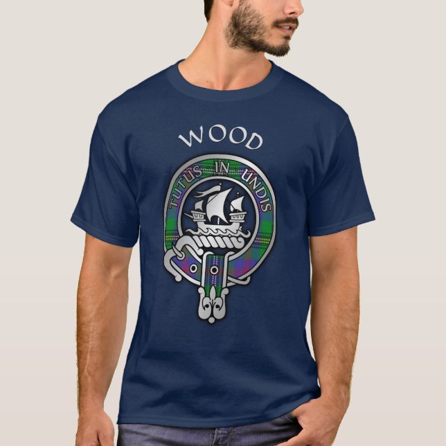 Clan Wood Crest & Tartan T-Shirt (Frente)