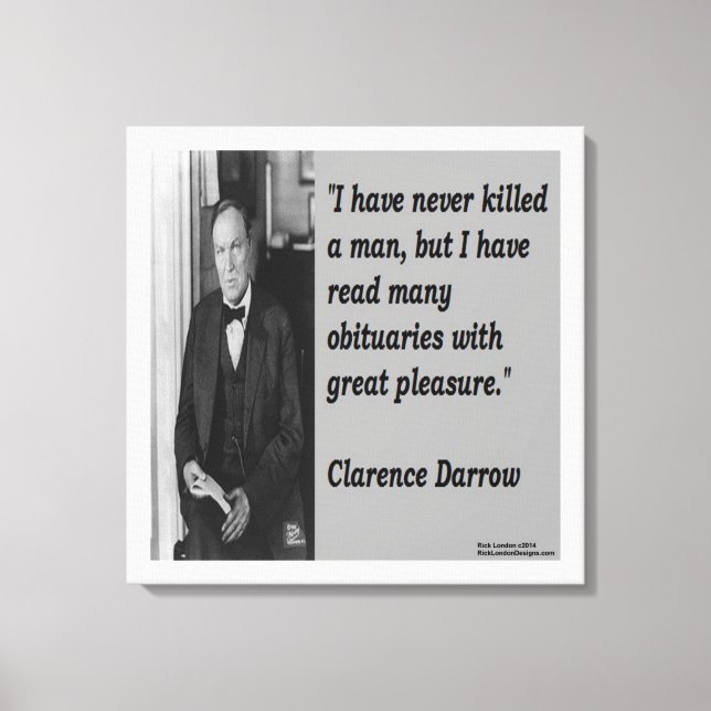 Clarence Darrow & Citação Sobre Impressão em Tela  (Frente)