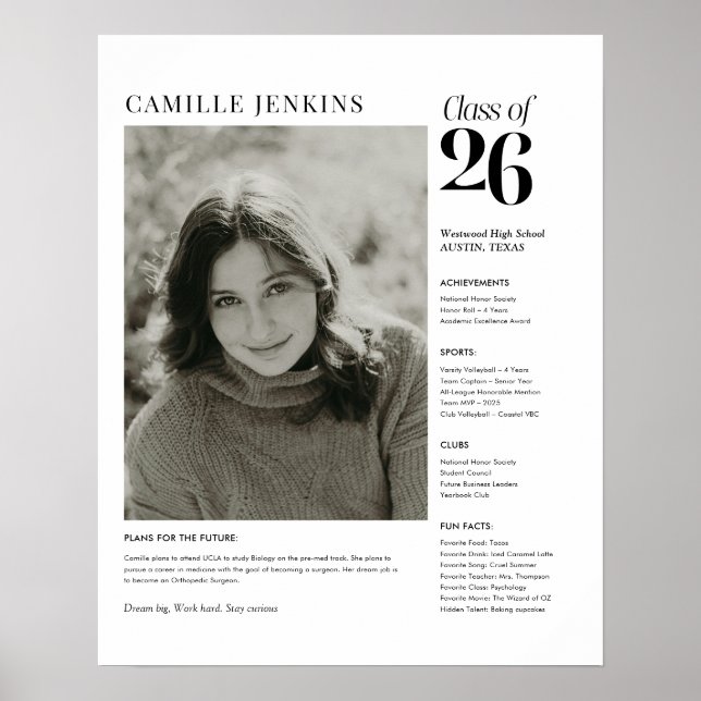 Class of 2026 Senior Photo Memory Poster (Frente)