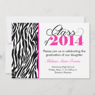 Classe da zebra do rosa quente do convite 2014 da