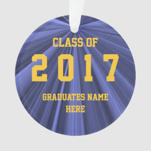 Classe de 2017 azuis e de ornamento Dourado por