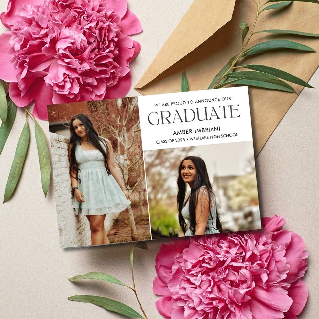 Classe de 2025 Anúncio de dois graus de fotografia (Class of 2025 Two Photo Graduation Announcement)