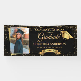 Classe de 2025 Foto de Graduação Dourada Elegante
