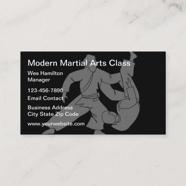 Classe de Artes Marciais Cartão de visita Moderno (Frente)