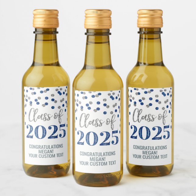 Classe de Brilho Azul Prateado de Graduação 2025 (Garrafas)