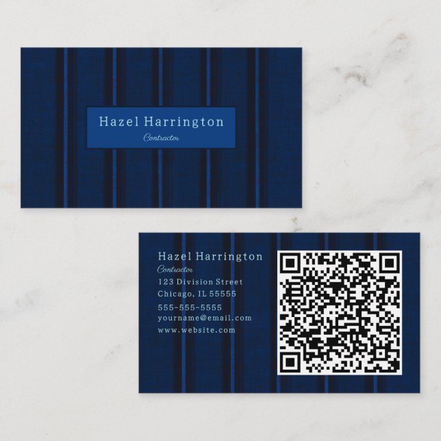 Classe de Cartão de visita de Código QR Azul Escur (Frente/Verso)