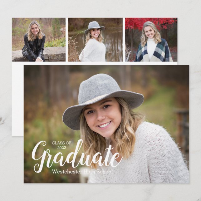 Classe de Convite para Graduação de Fotos Moderna  (Frente/Verso)