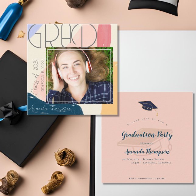 Classe de Convite para Graduação de Mini Foto 2025 (Class of 2025 Mini Photo Graduation Invitation)
