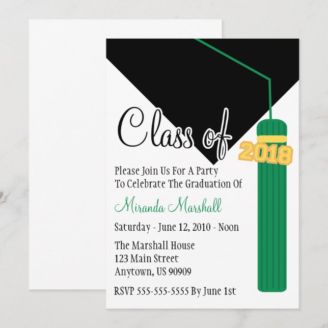 Classe De Convite Para Graduação De Tassel 2018 (V (Frente/Verso)