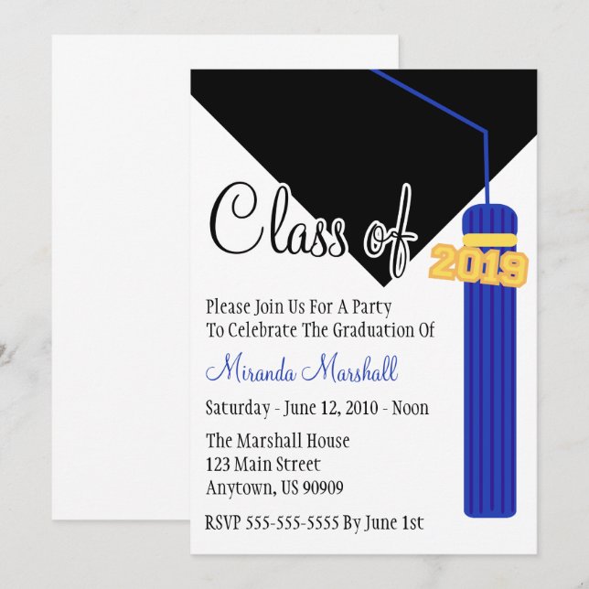 Classe De Convite Para Graduação De Tassel 2019 (A (Frente/Verso)
