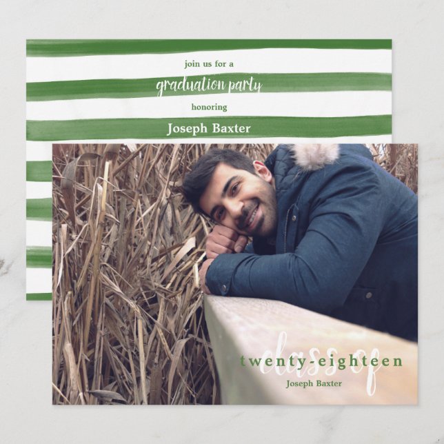 Classe De Convites Pintados Com Verniz Verde Moder (Frente/Verso)