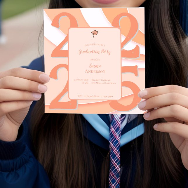 Classe de Estilo Retroativo do Convite para Festa  (Retro Style Class of 2025 Graduation Party Invite)