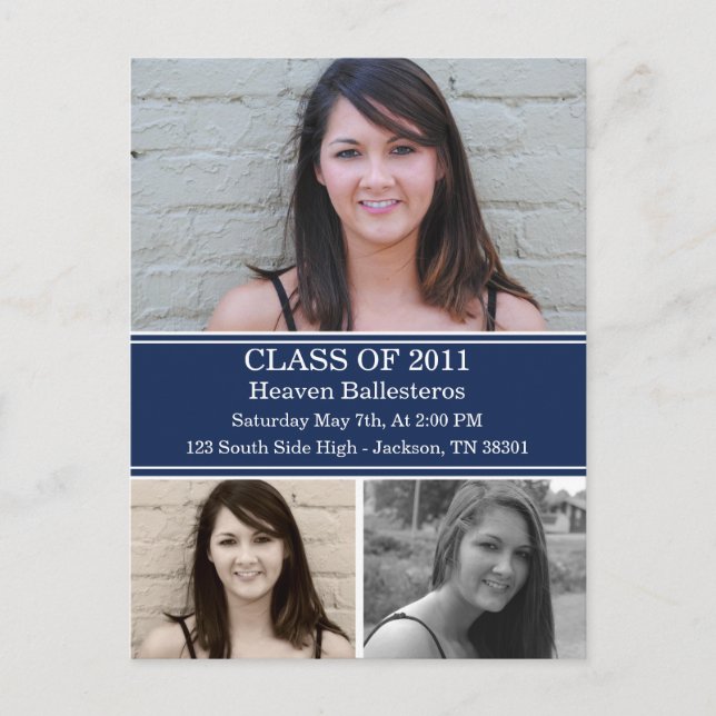 Classe De Graduação Do marinho De Convite Para Car (Frente)