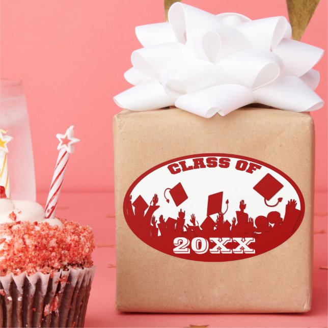 Classe de Graduação Vermelha dos Adesivos Oval do  (Festa)