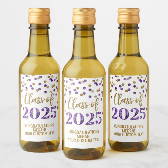 Classe de Largura Dourada Roxa de Graduação 2025 (Garrafas)