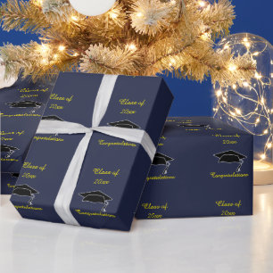 Classe de papel de embrulho Dourado azul da
