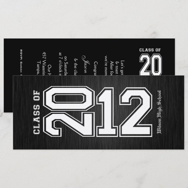 Classe de Prata Metálica de Convites de Graduação  (Frente/Verso)