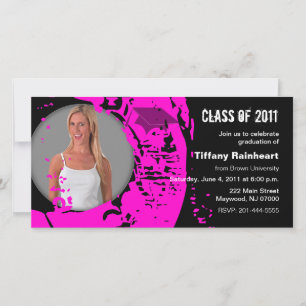 Classe do Cartão com fotos de graduação Neon Pink
