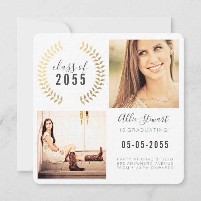 Classe Dourada de coroa Formando Cartões com fotos (Frente)