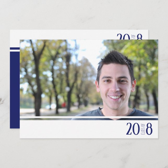 Classe Moderna de Novos e Brancos Convites Fotográ (Frente/Verso)