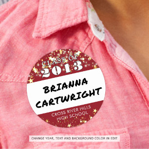 Classe Reunion Red Dourado Stars Nomes de etiqueta