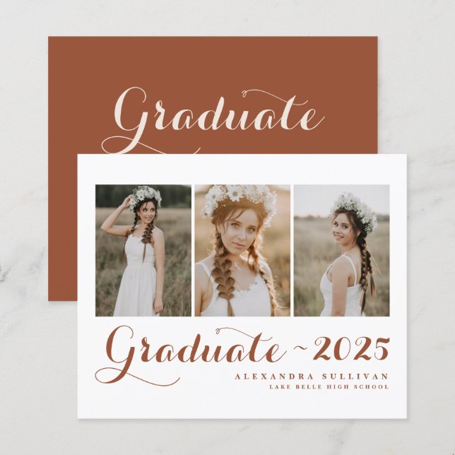 Classe Terracotta de Graduação de Colagem de Fotos (Frente/Verso)