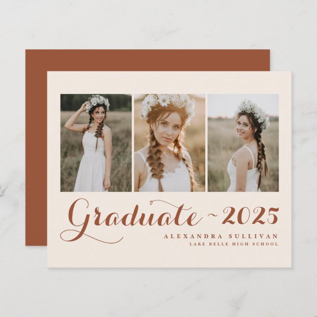 Classe Terracotta de Graduação de Colagem de Fotos (Frente/Verso)