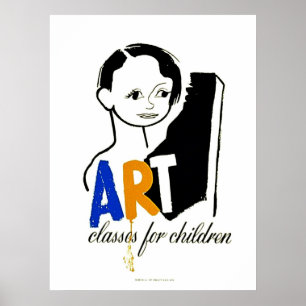 Classes de arte para crianças - Poster WPA com fil