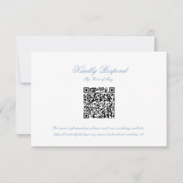 Classic Blue Wedding Monogram Crest QR RSVP Card