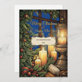 Classic Candlelight Personalized Christmas Card