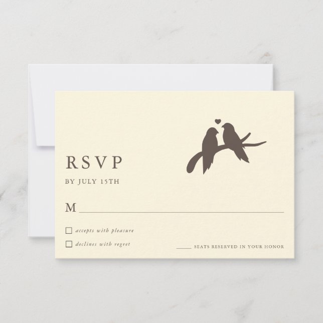 Classic Chic Birds Ivory Formal Wedding RSVP Cards (Frente)