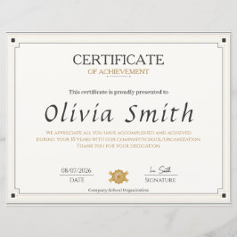 Classic Elegant Certificate of Achievement Design