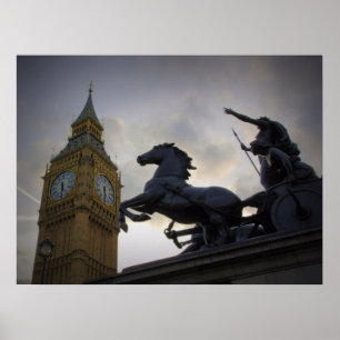 Classic London - Boadicea Statue - Big Ben Poster