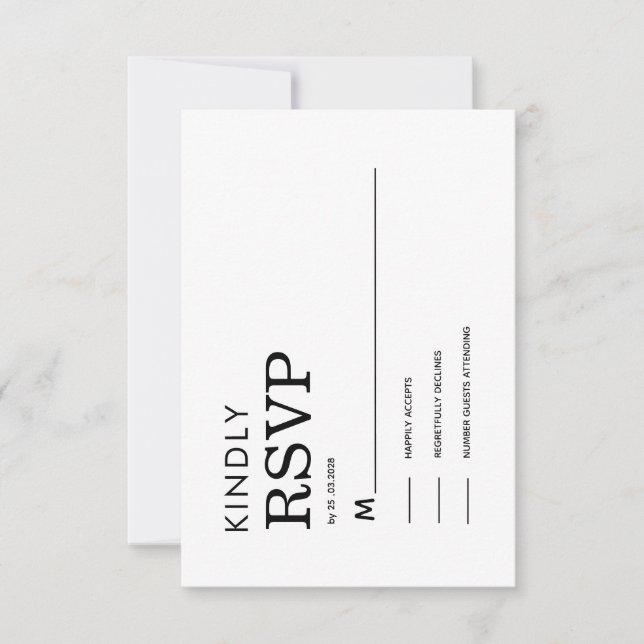 CLASSIC MINIMALIST BLACK AND WHITE RSVP CARD (Frente)