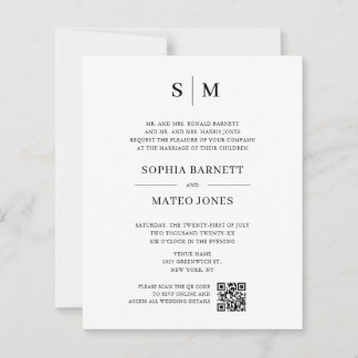 Classic Monogram Off White QR Code Wedding