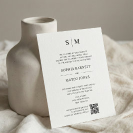 Classic Monogram Off White QR Code Wedding